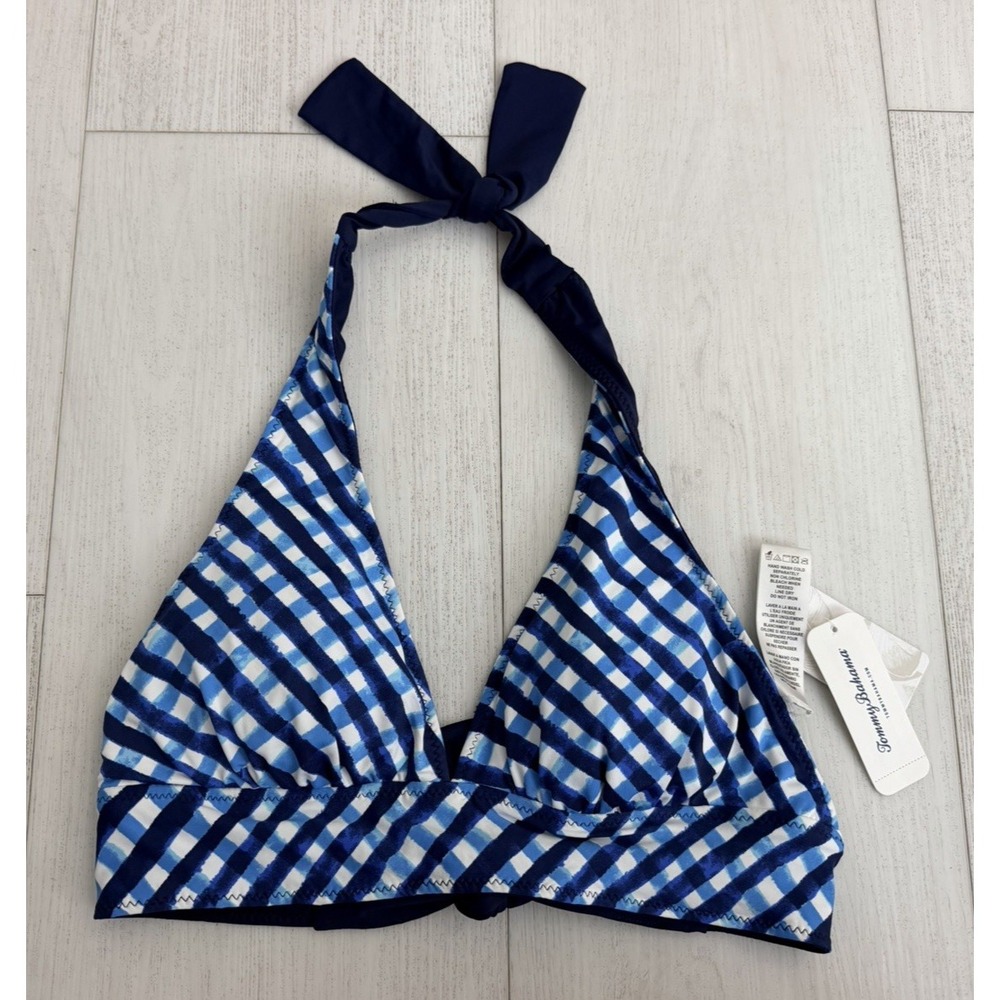 NWT Tommy Bahama Azure Blue Harbour Island Halter Bikini Top Sz M $105